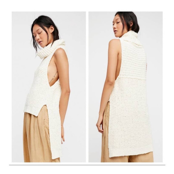 Free People Jackets & Blazers - NWT free people ivory sky scraper pull over high low knitted vest
